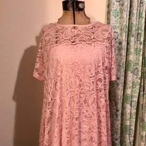 Pale Pink Lace Trapeze Dress